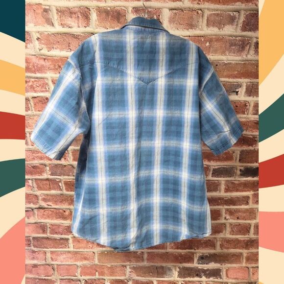 Wrangler Western Shirt 3XL | Vintage Cowboy Button Down Blue Short Sleeve - Picture 2 of 7